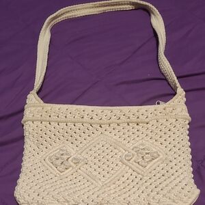 Chic Cream Crochet Shoulder Bag